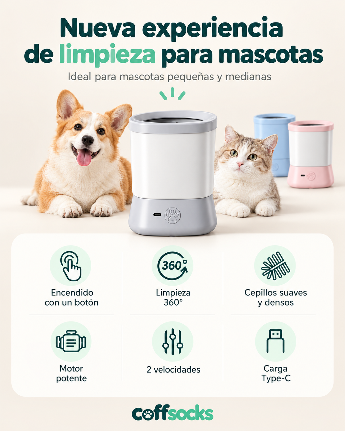 Lavapatas Eléctrico para Perros | CoffSocks